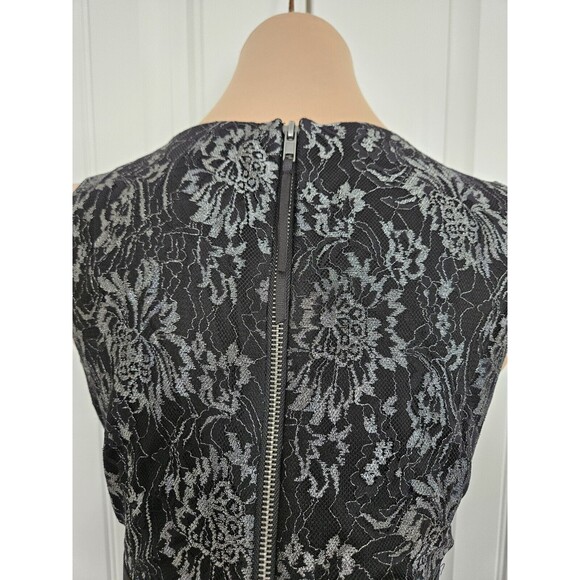 Taylor Ruffle Neck Metallic Cocktail Dress Size 6 Gray Black Silver fixable flaw - Picture 4 of 13